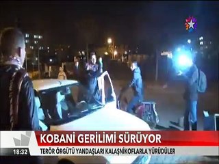 Kobani Gerilimi sürüyor PKK Yandaşları Kalaşnikoflarla uygun adım yürüyüş yapıyor