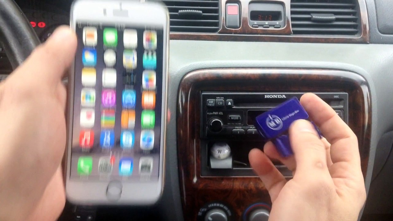 How to stream iphone music thru car radio without Bluetooth or aux