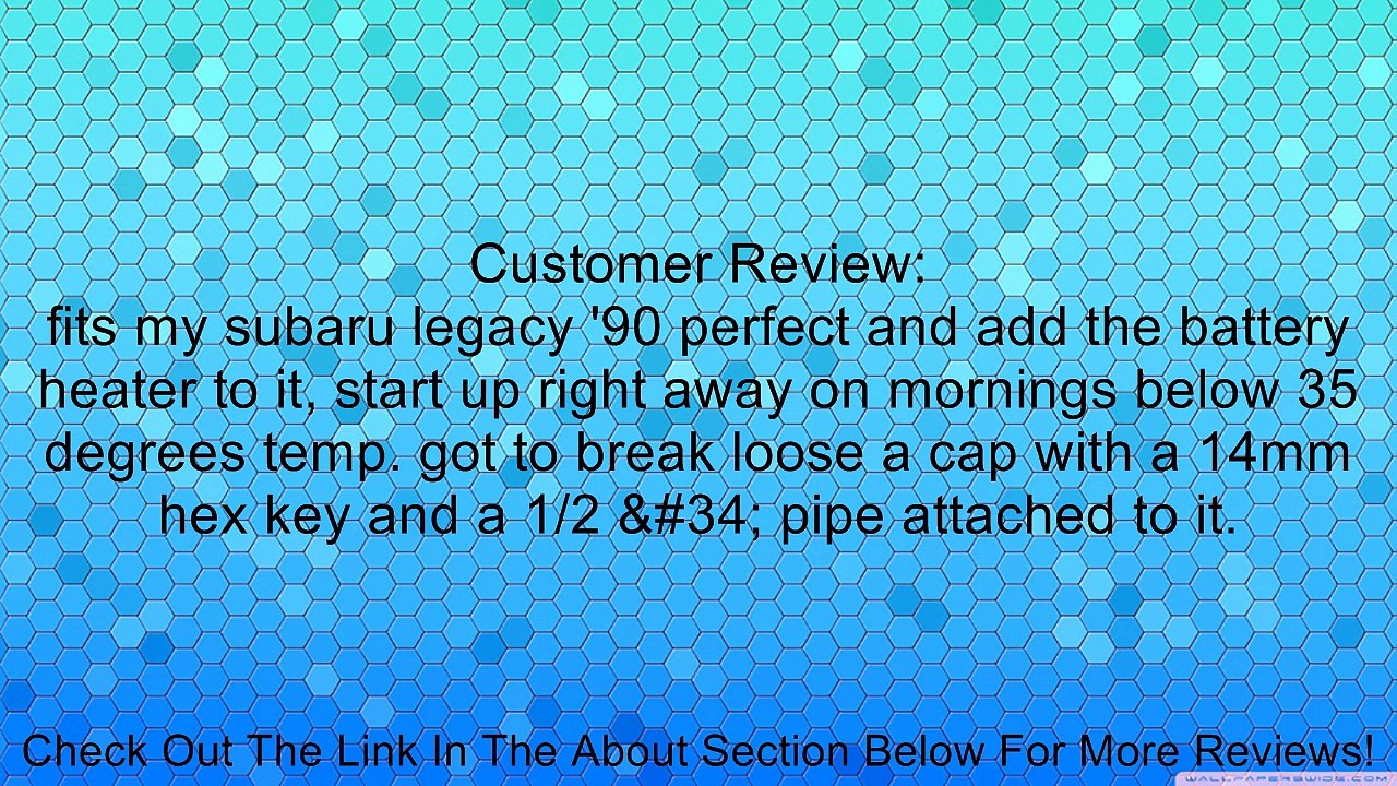 Subaru A0910AS100 Engine Block Heater Review video Dailymotion