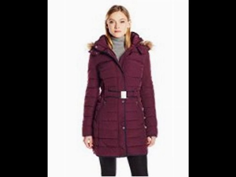 Tommy Hilfiger Women's Belted Coat with Faux Fur-Trim Hood