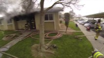 Children rescued from Fresno apartment fire - Footage from Helmet camera