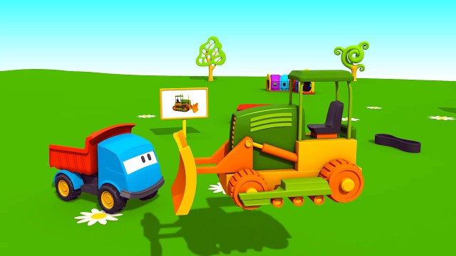 Leo der neugierige Lastwagen baut einen Bulldozer! Animation zum lernen für Kinder