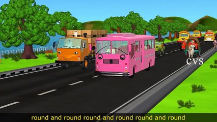 Wheels on the Bus Go Round And Round - 3D Animation Nursery Rhymes & Songs for Children