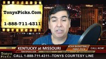 Missouri Tigers vs. Kentucky Wildcats Free Pick Prediction NCAA College Basketball Odds Preview 1-29-2015