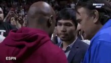 Manny and Floyd finally meet   courtside at Miami Heat