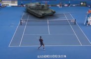Djokovic jugó tenis con un tanque de guerra