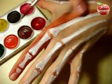 Easy Halloween Make-Up - Scary Hand With Watercolours - Skeleton Make-Up Tutorial