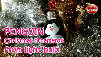 Homemade Christmas Ornaments - Penguin from Light Bulb