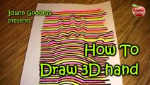 How To Draw 3D Hand - Easy Tutorial for 3D Image - Optical Illusion Trick on Paper