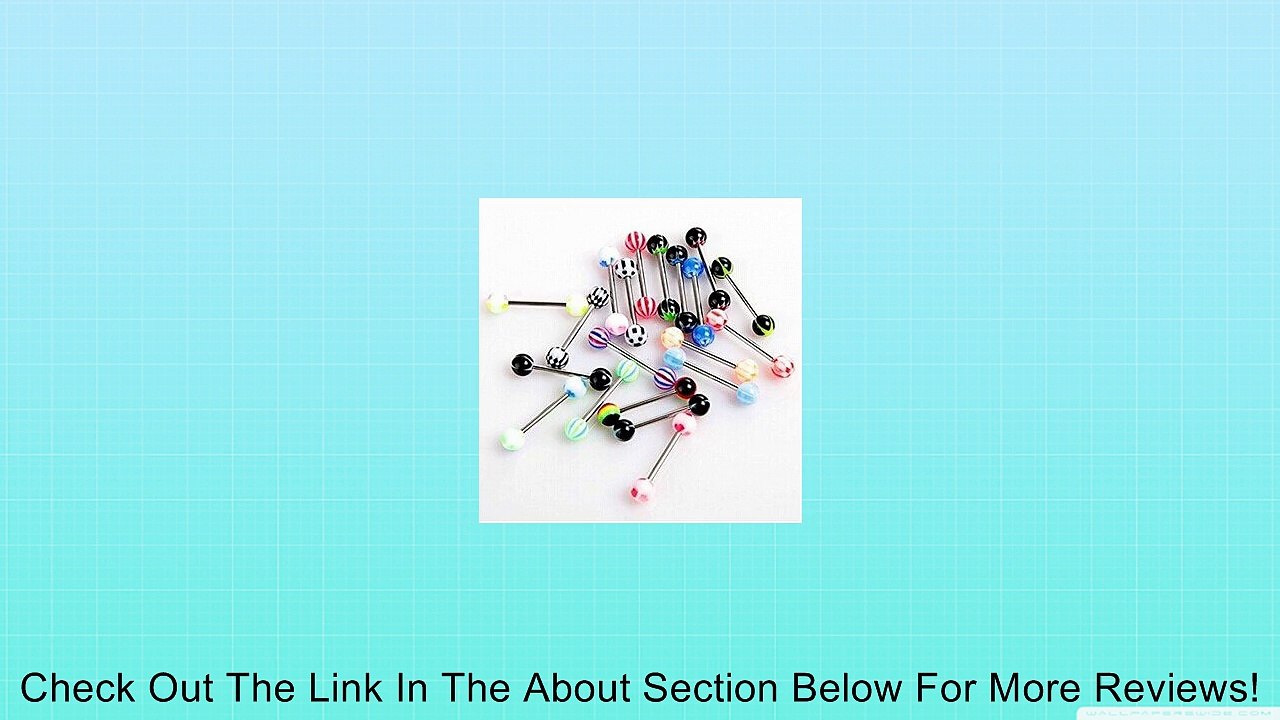 Bbcbuy 20pc Colorful Stainless Steel Ball Barbell Tongue Rings Bars Piercing Review