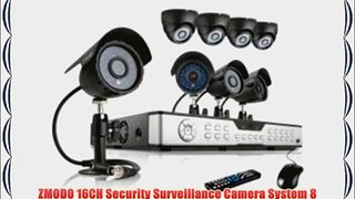 ZMODO 16CH Security Surveillance Camera System 8 Outdoor/Indoor 600TVL Hi-Resolution CCTV Cameras