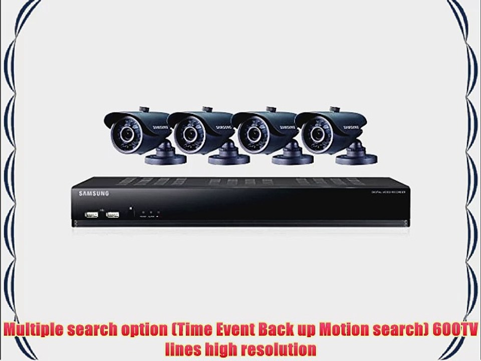 Samsung SDS-V4040N 8 Channel DVR Security System 500 GB HDD 4 Box Cameras