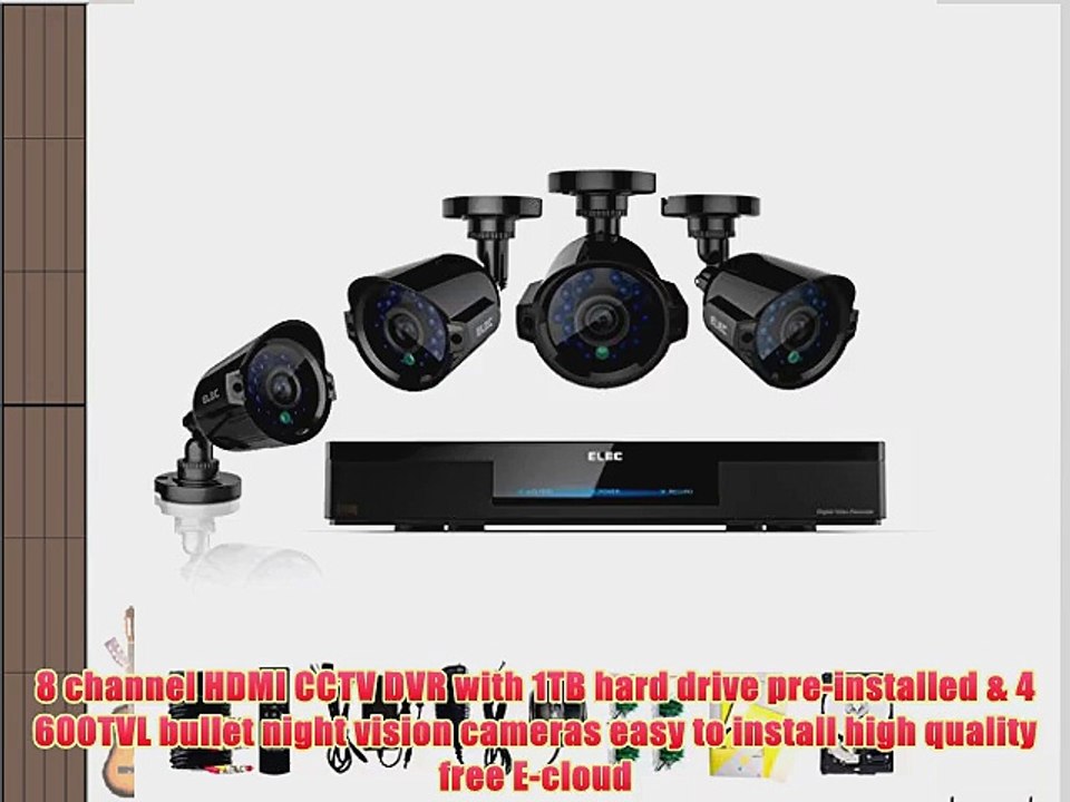 ELEC? New 8Ch HDMI 960H CCTV H.264 DVR with 1 TB Hard Drive Pre-installed   4 600TVL IR Indoor