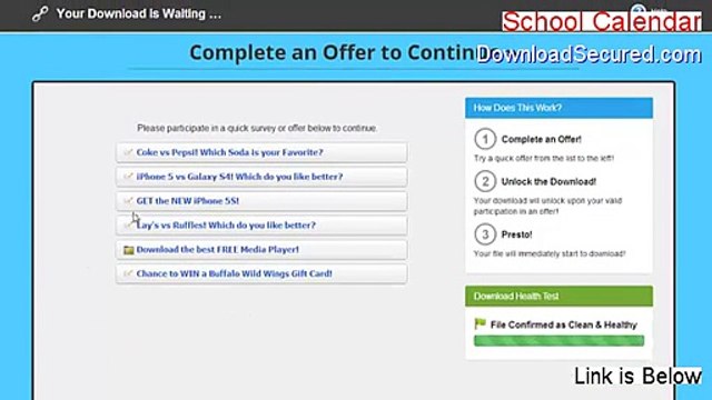 School Calendar Download (Instant Download)