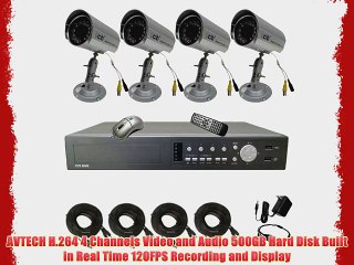 Tải video: CIB R401H60W500G8753 4CH Security Surveillance DVR Four CCD Bullet Cameras KI...