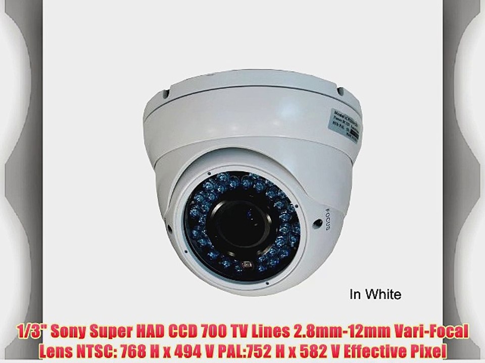 IC Realtime ICR-300H3W Weatherproof Vandal Proof IR Dome 1/3 Sony Super HAD CCD 700 TV Lines
