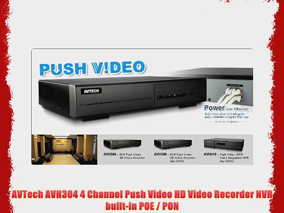 AVTech AVH304 4 Channel Push Video HD Video Recorder NVR built-in POE / PON