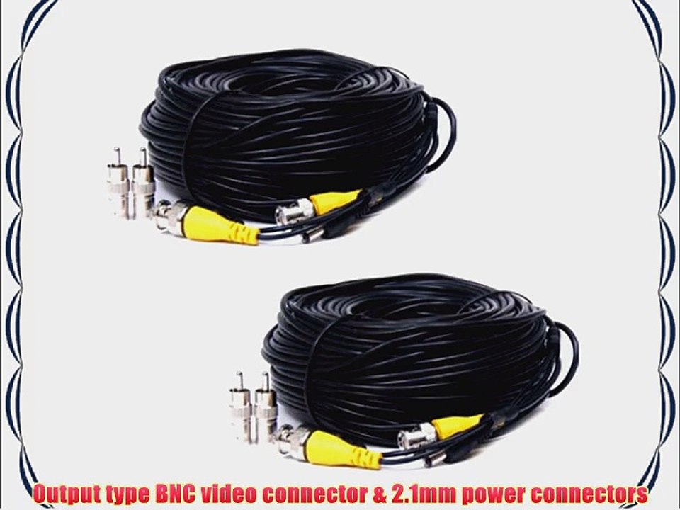 VideoSecu 2 Pack 150ft Feet Security Camera BNC RCA Video Power Cables DVR Surveillance CCTV