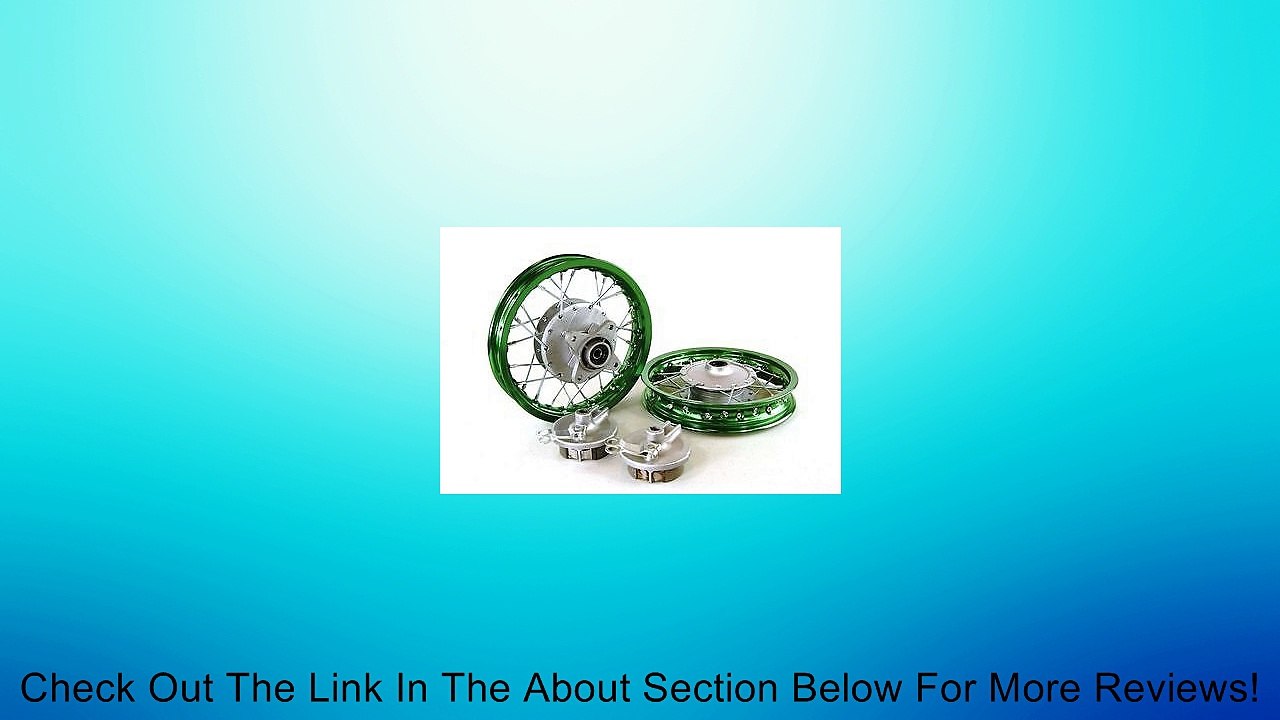 Honda CRF50 Green Front & Rear Alum Wheels Rims. 10" 10 Inch Xr50 Pit Bike Stock Style Review