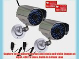 VideoSecu 2 x Outdoor IR Bullet Security Cameras Day Night Vision 36 Infrared LEDs Home CCTV
