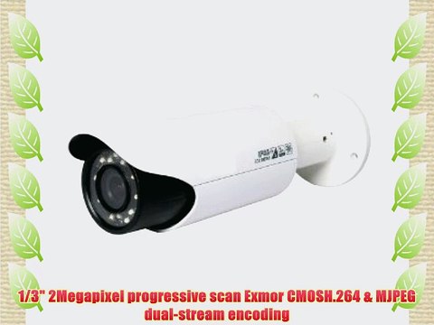 DA 2 Megapixel 0.2/0Lux 1/3 Sony Exmor CMOS Progressive 3.3-12mm AVF 20m IR Bullet IP Camera: