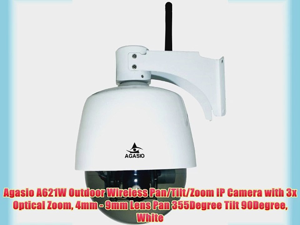 Agasio A621W Outdoor Wireless Pan/Tilt/Zoom IP Camera with 3x Optical Zoom 4mm - 9mm Lens Pan