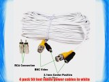 VideoSecu 4 Pack 50ft Feet Video Power Cables Security Camera BNC Wires for CCTV Home DVR Surveillance