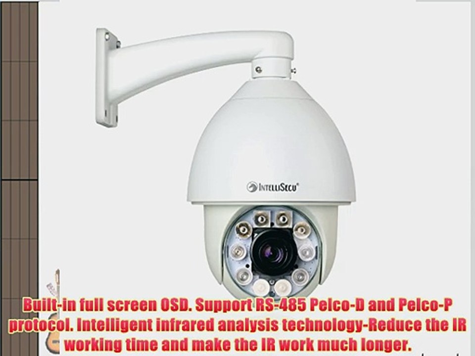 IntelliSecu 7 Intelligent IR Middle Speed. 800TVL. 27x Optical Zoom. Analog. Up To 400ft (120M)