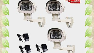 VideoSecu 3 Pack Zoom Built-in SONY Effio CCD 700TVL Security Cameras Outdoor Infrared IR Day