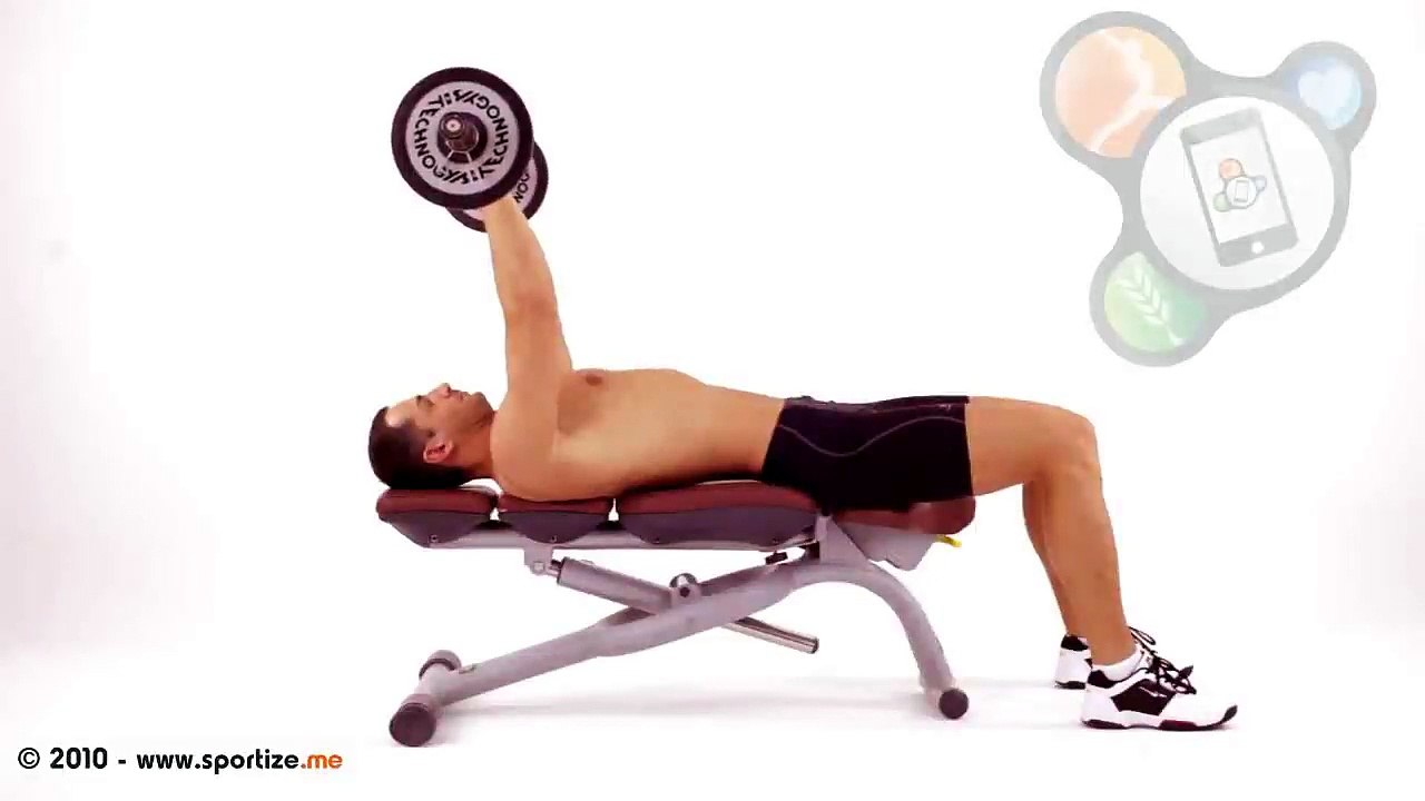 Workout Manager French press lying on bench with Z bar (Triceps Exercises) Dailymotion Video