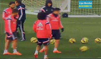 Karim Benzema stumble agains Real Madrid  training  2015