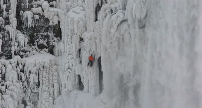 Famed Climber Dramatically Descends Icy Niagara Falls
