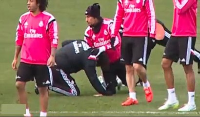 Fabio Coentrao "fight" with one of Real Madrid staff man in training