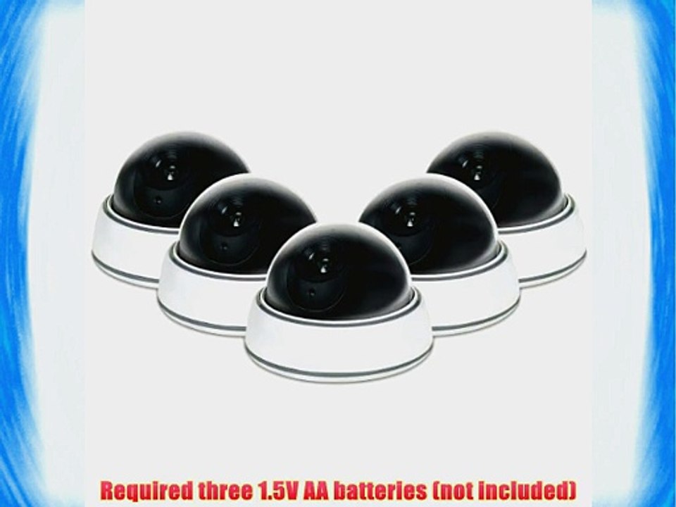 5-Pack White Wireless Fake Dummy Dome CCTV Security Cameras w/ Flashing Red LED