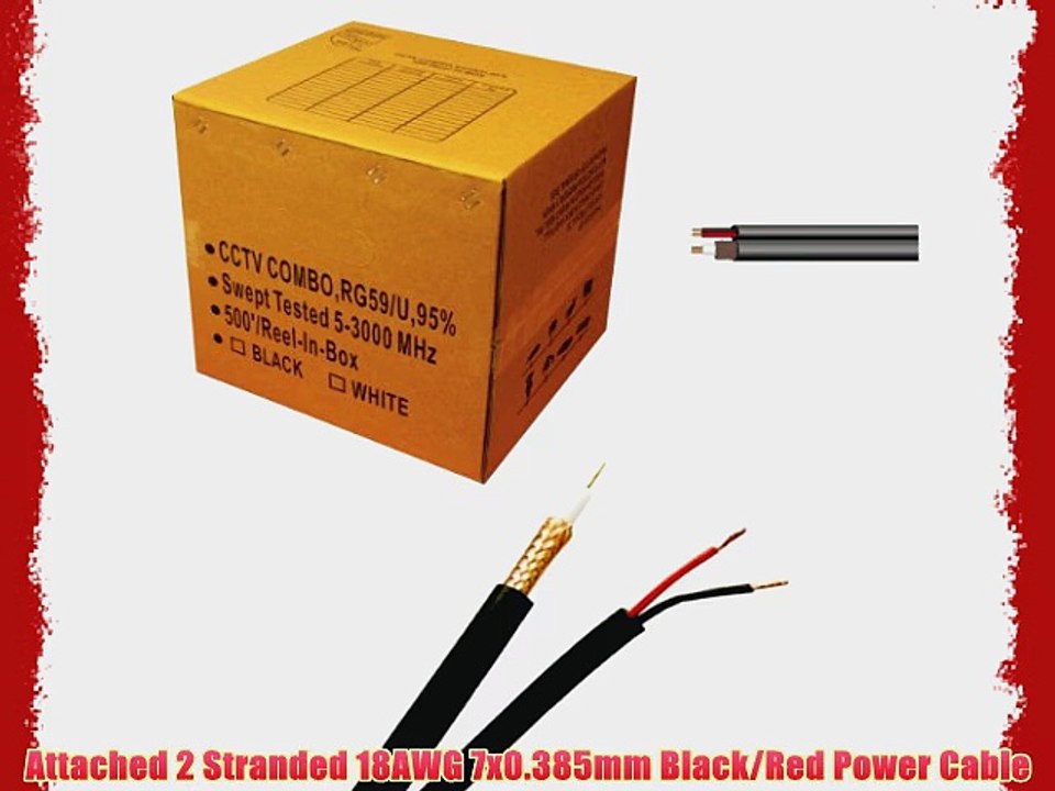 UL Litsted RG59 Siamese 500 ft. Coaxial CCTV Cable - Combo 20 AWG Solid Copper RG59   18/2