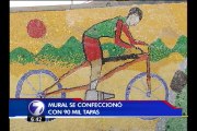 Un mural hecho con tapas de botella le cambia la imagen a una zona de Pavas