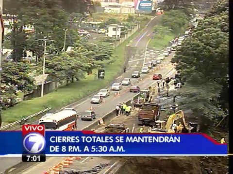 Cierres totales en circunvalación serán de 8 de la noche a 5 de la mañana