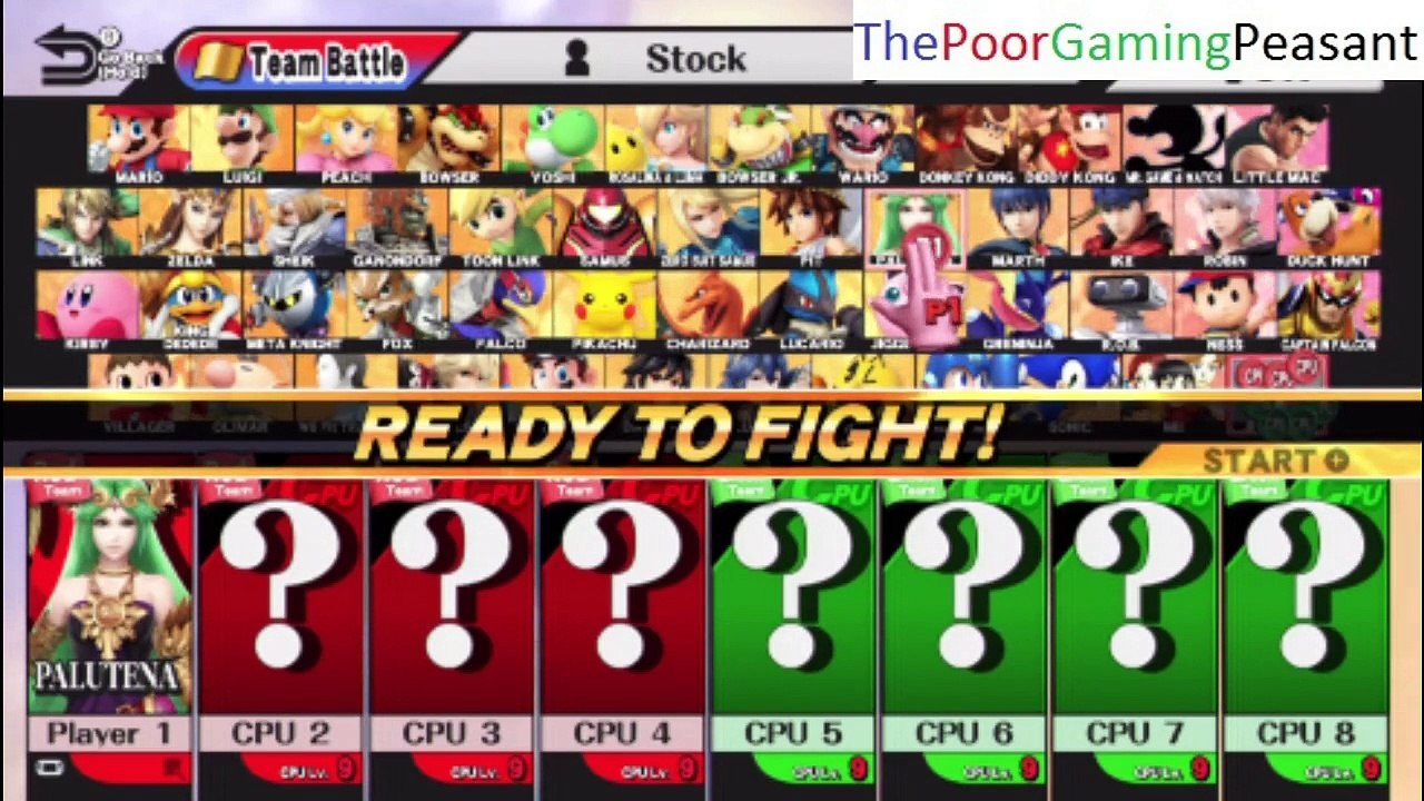 Super Smash Bros. For Wii U 8 Player Team Battle - Playing As Palutena