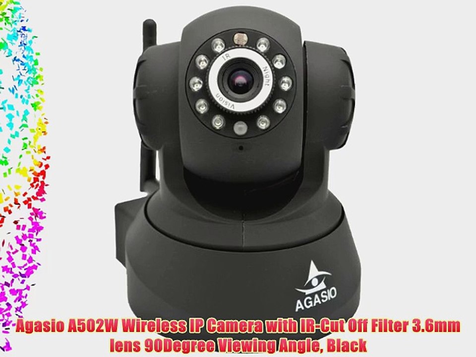 Agasio A502W Wireless IP Camera with IR-Cut Off Filter 3.6mm lens 90Degree Viewing Angle Black