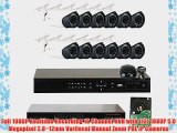 GW Security 16 Channel 1080P PoE NVR HD IP Security Camera System with 12 Indoor/ Outdoor 2.8-12mm