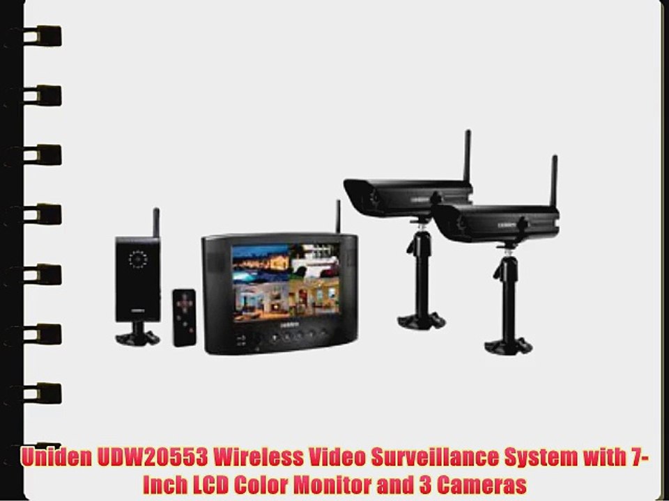 Uniden UDW20553 Wireless Video Surveillance System with 7-Inch LCD Color Monitor and 3 Cameras