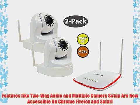 2-Pack Foscam FI9826W White 3x Optical Zoom 1.3 MP (960P) WiFi IP Camera