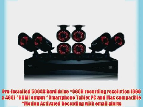 Night Owl P-85-8624N 8-Channel 960H DVR with 500GB Hard Drive and 8 Hi-Res Cameras (Black)