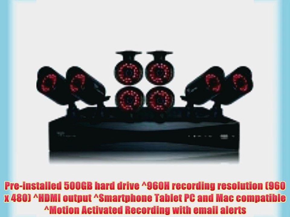 Night Owl P-85-8624N 8-Channel 960H DVR with 500GB Hard Drive and 8 Hi-Res Cameras (Black)
