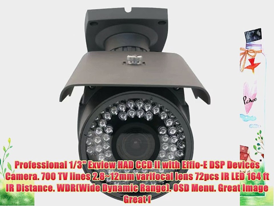 Waterproof Outdoor Surveillance Security Camera Pack - 1/3 Sony Exview HAD CCD II with Effio-E