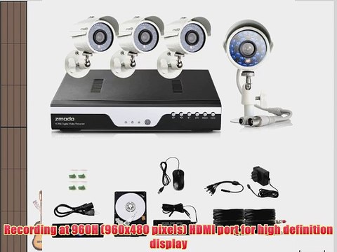 Zmodo 8Channel 960H DVR Security Camera System 4 700TVL Hi-Resolution Night Vision Outdoor