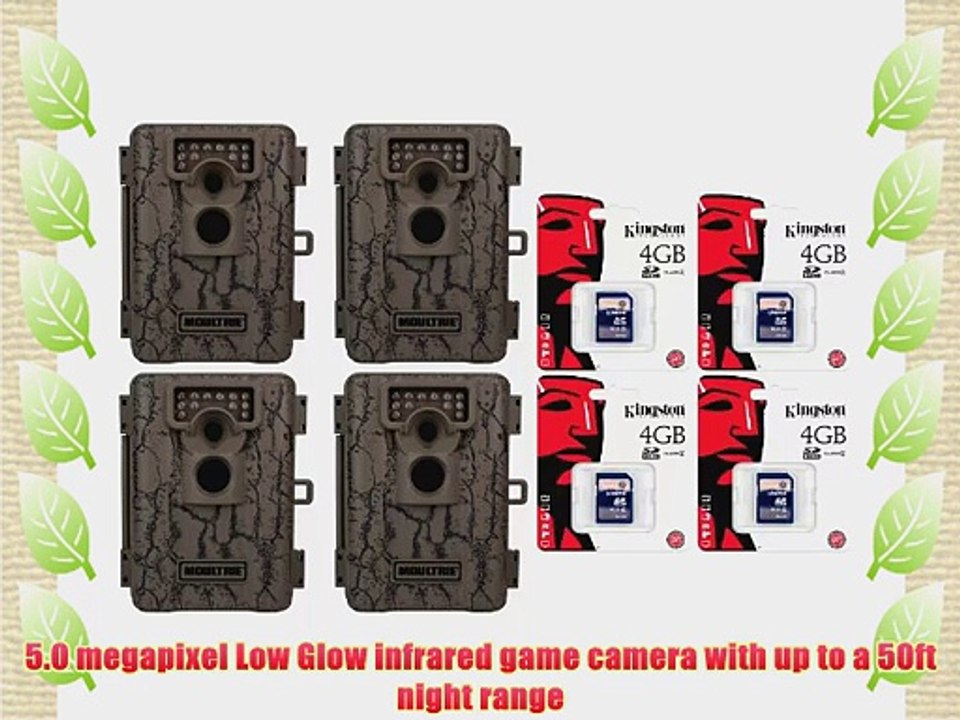 (4) MOULTRIE Game Spy A-5 Low Glow Infrared 5 MP Digital Game Cameras   SD Cards