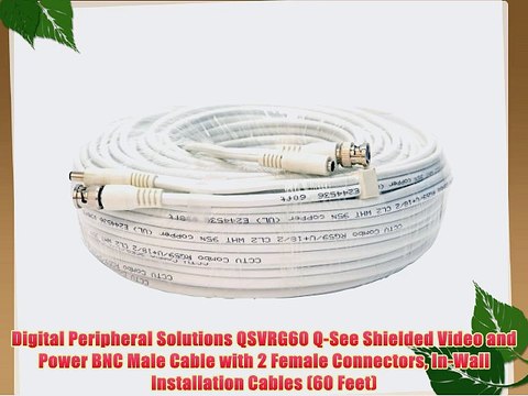 Digital Peripheral Solutions QSVRG60 Q-See Shielded Video and Power BNC Male Cable with 2 Female