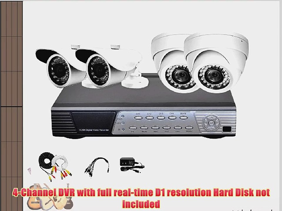 iPower Security SCCMBO0003 4 Channel Full D1 DVR Security Surveillance System with 4 850TVL