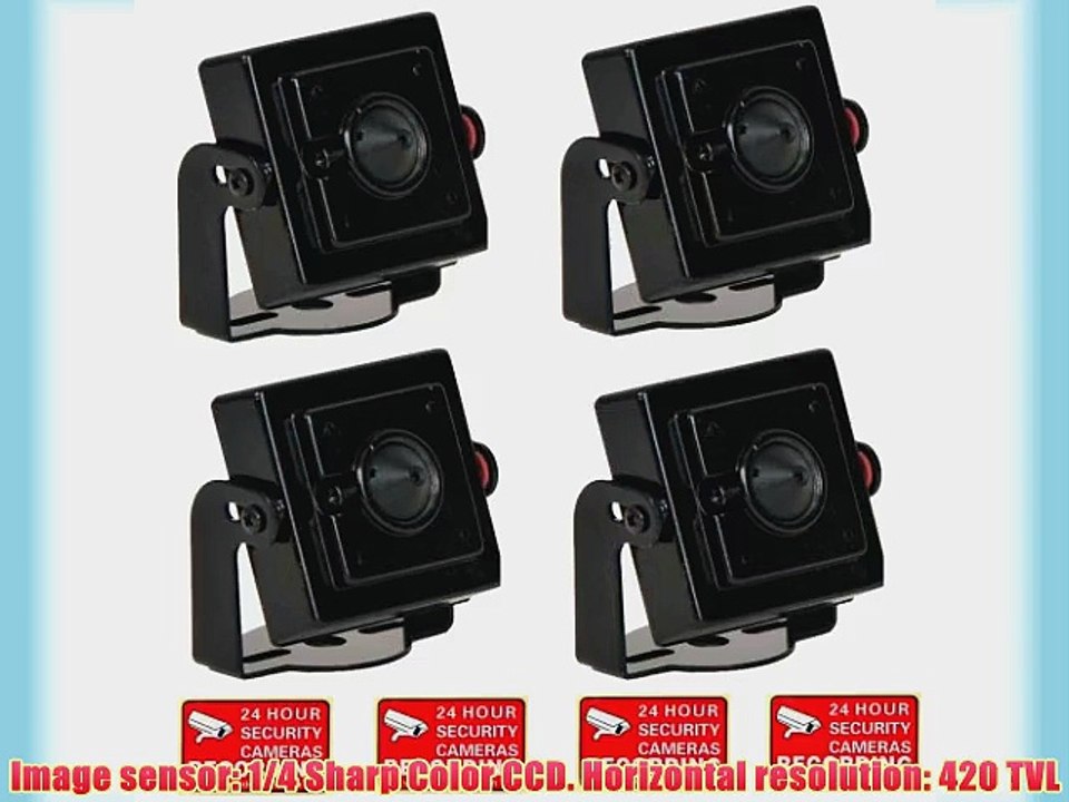 VideoSecu 4 x Mini Spy Pinhole Lens Security Cameras Color CCD Wide Angle Hidden CCTV Surveillance